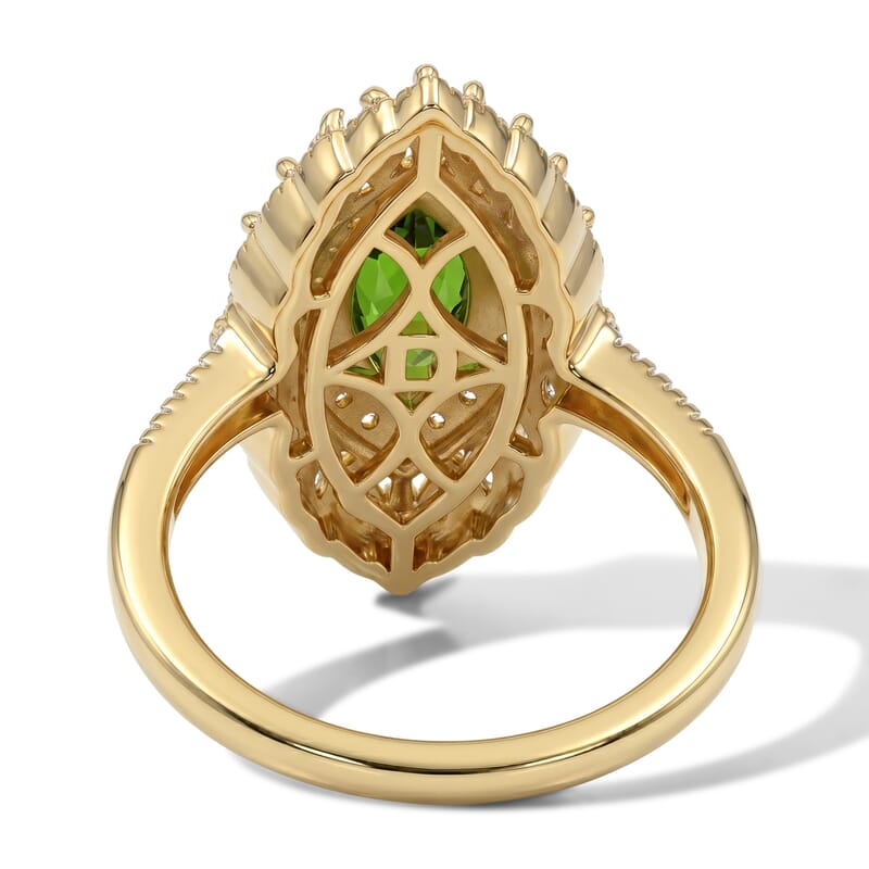 D'Joy Chrome Diopside and Multi Gemstone 1.80 ctw Regal Aura Ring in 18K Vermeil Yellow Gold Over Sterling Silver (Size 6.0)