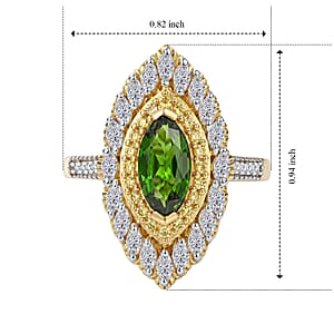 D'Joy Chrome Diopside and Multi Gemstone 1.80 ctw Regal Aura Ring in 18K Vermeil Yellow Gold Over Sterling Silver (Size 6.0)