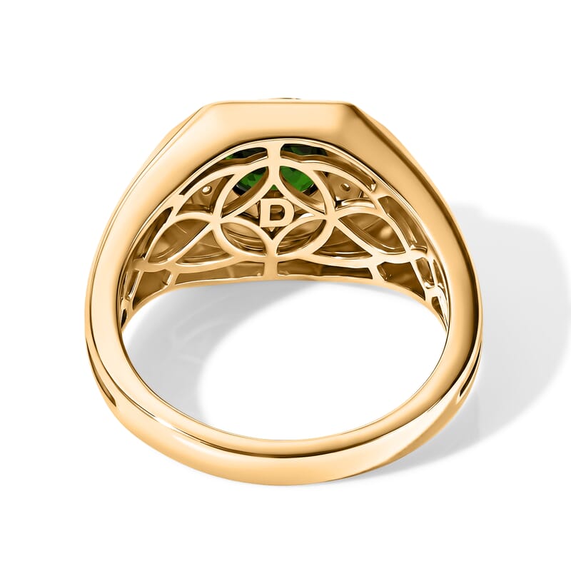 D'Joy Chrome Diopside and Yellow Sapphire 2.30 ctw Men's Ring in 18K Vermeil Yellow Gold Over Sterling Silver (Size 10.0)