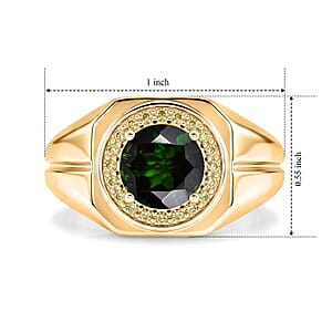 D'Joy Chrome Diopside and Yellow Sapphire 2.30 ctw Men's Ring in 18K Vermeil Yellow Gold Over Sterling Silver (Size 10.0)
