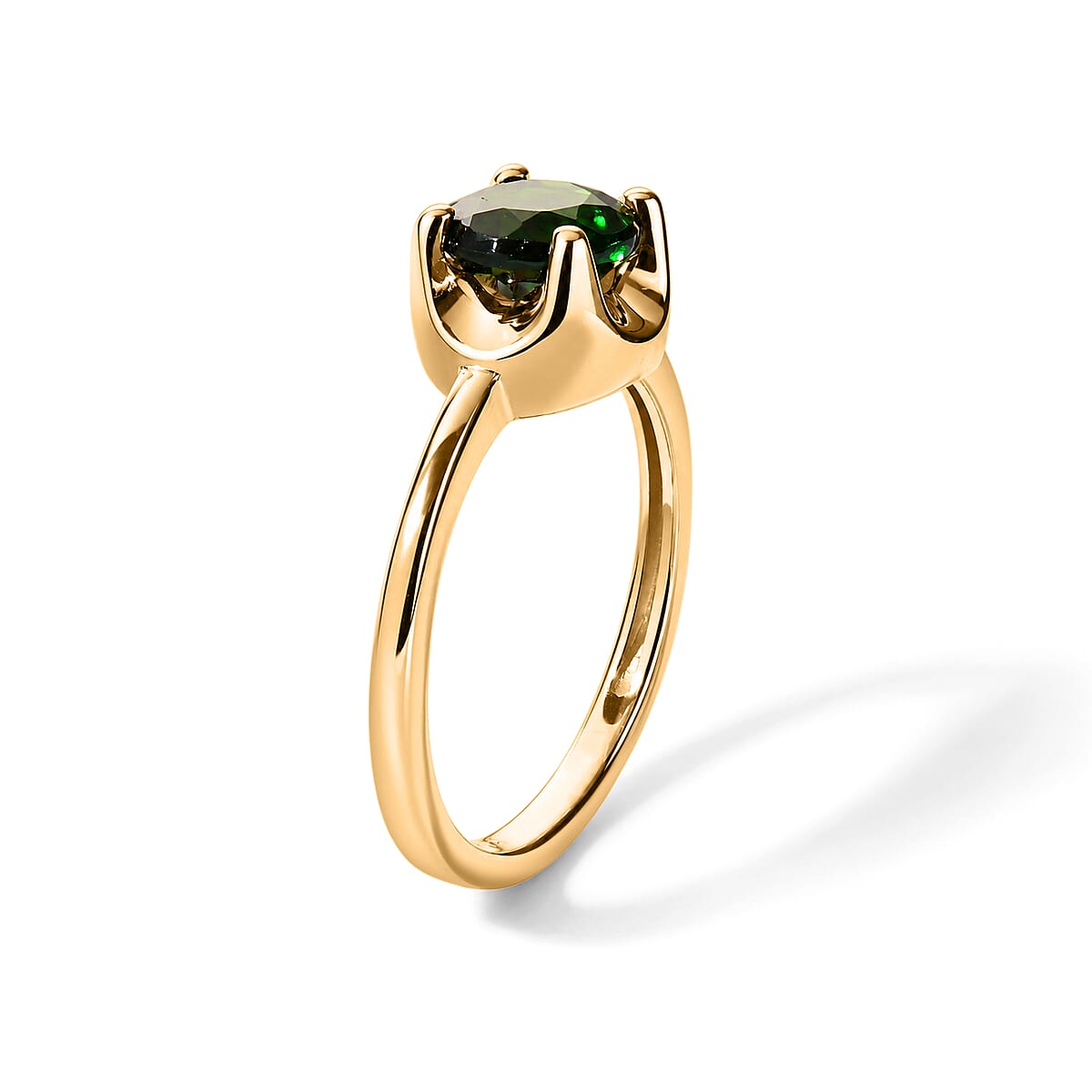 D'Joy Chrome Diopside 1.50 ctw Crown Solitaire Ring in 18K Vermeil Yellow Gold Over Sterling Silver (Size 10.0) image number 2