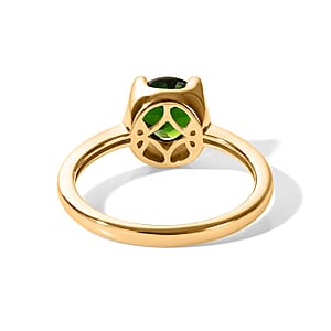 D'Joy Chrome Diopside 1.50 ctw Crown Solitaire Ring in 18K Vermeil Yellow Gold Over Sterling Silver (Size 10.0)