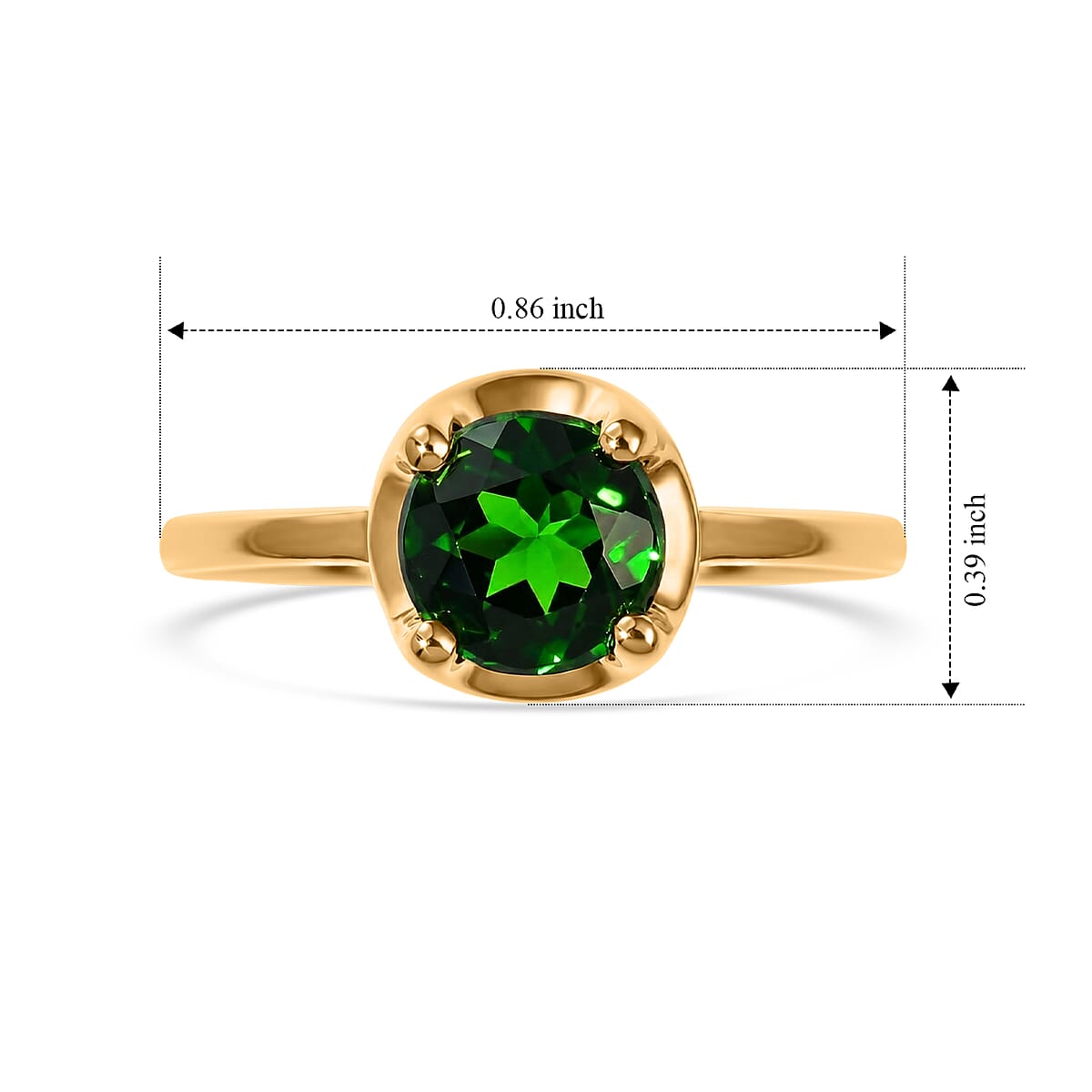 D'Joy Chrome Diopside 1.50 ctw Crown Solitaire Ring in 18K Vermeil Yellow Gold Over Sterling Silver (Size 10.0) image number 4