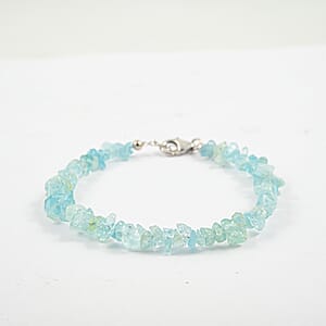 Aquamarine 40.35 ctw Beaded Chips Bracelet in Sterling Silver (7.-8.5In)