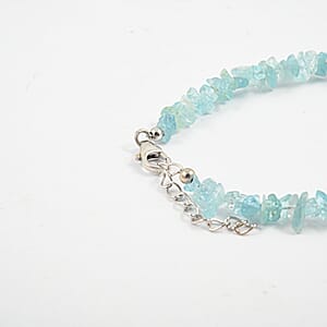 Aquamarine 40.35 ctw Beaded Chips Bracelet in Sterling Silver (7.-8.5In)