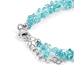 Aquamarine 40.35 ctw Beaded Chips Bracelet in Sterling Silver (7.-8.5In)
