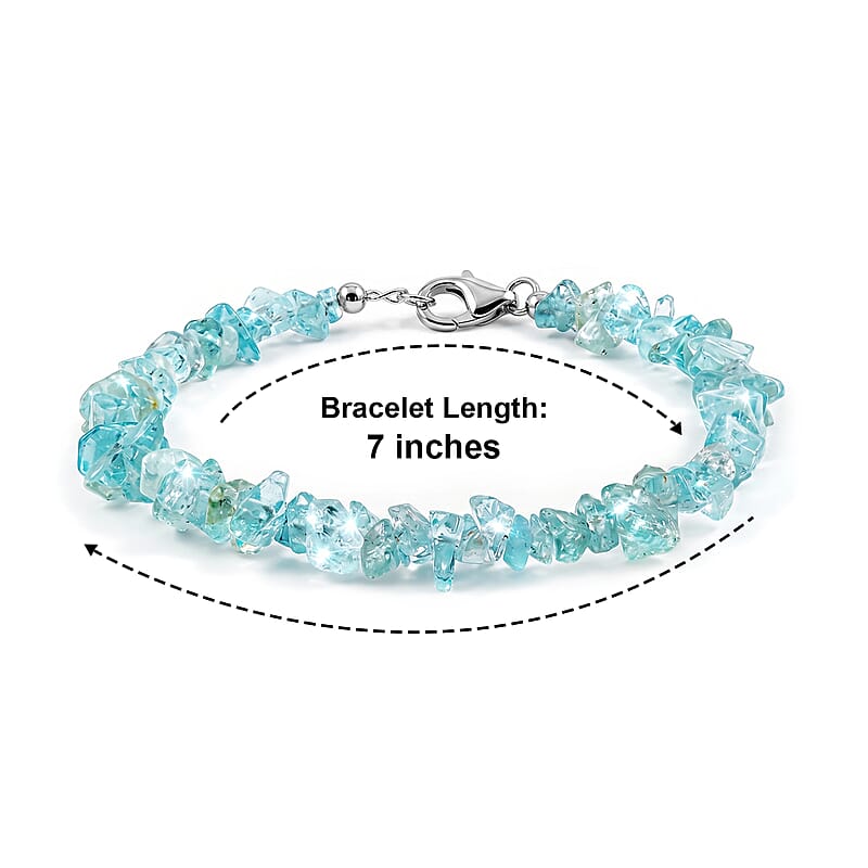 Aquamarine 40.35 ctw Beaded Chips Bracelet in Sterling Silver (7.-8.5In)