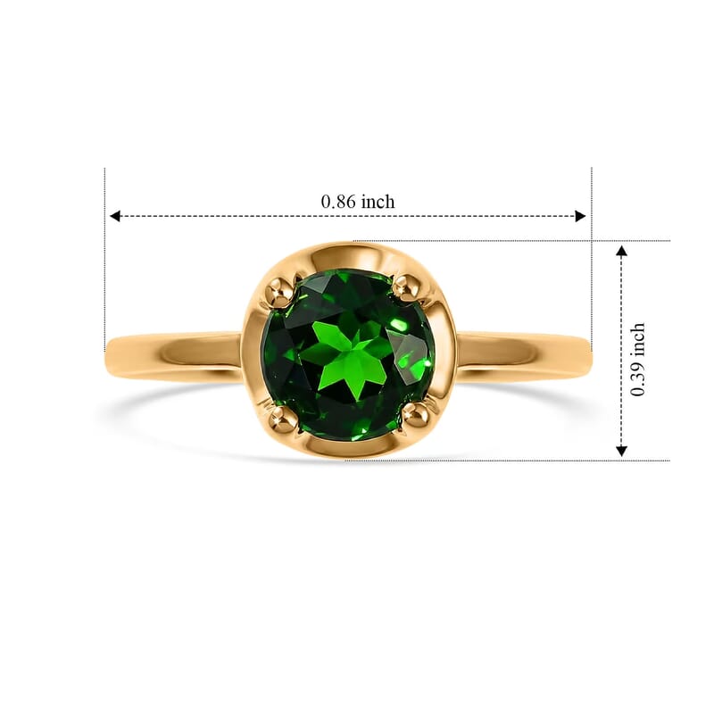 D'Joy Chrome Diopside 1.50 ctw Crown Solitaire Ring in 18K Vermeil Yellow Gold Over Sterling Silver (Size 5.0)