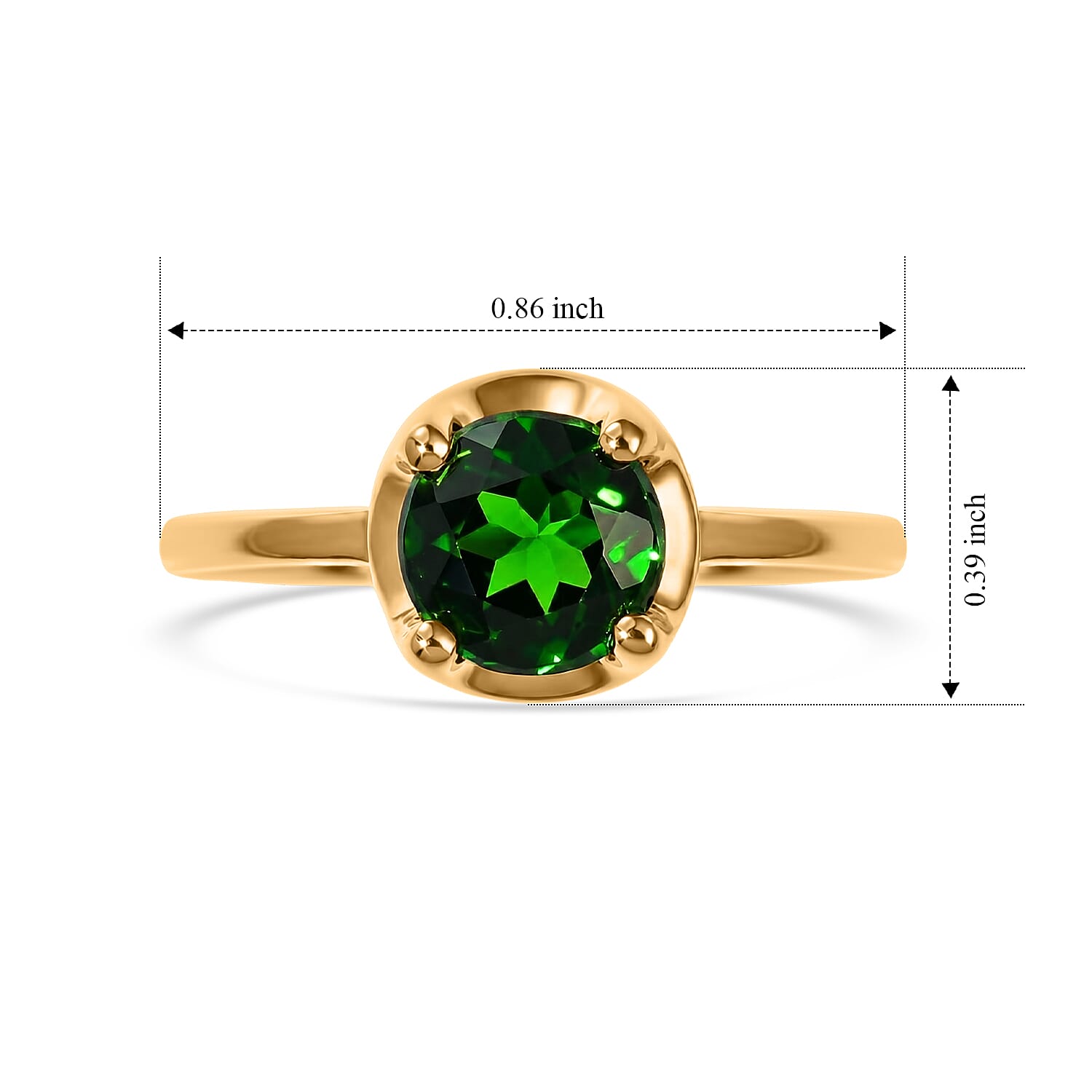 D'Joy Chrome Diopside 1.50 ctw Crown Solitaire Ring in 18K Vermeil Yellow Gold Over Sterling Silver (Size 6.0)