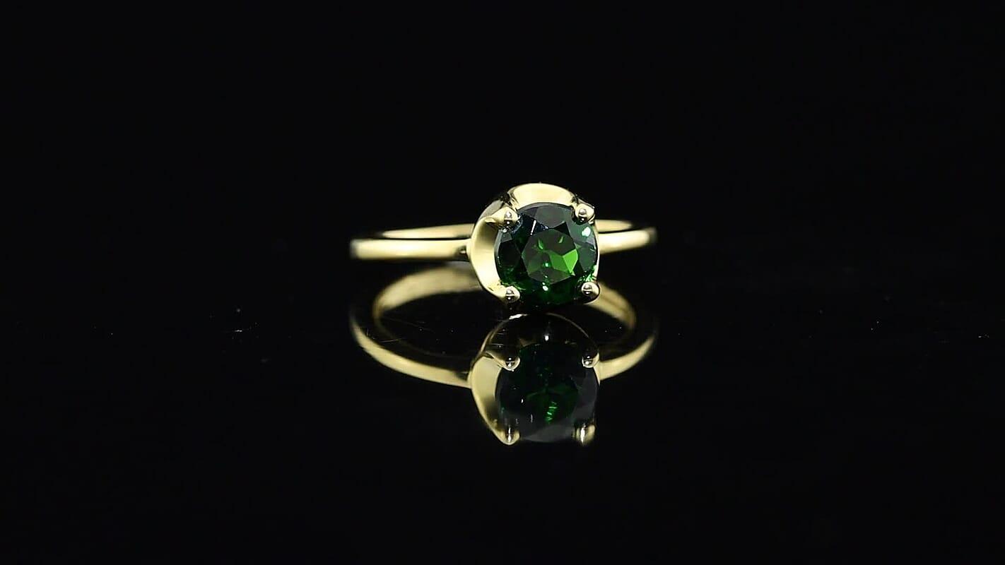 D'Joy Chrome Diopside Crown Solitaire Ring in 18K Vermeil YG Over Sterling Silver (Size 10.0) 1.50 ctw