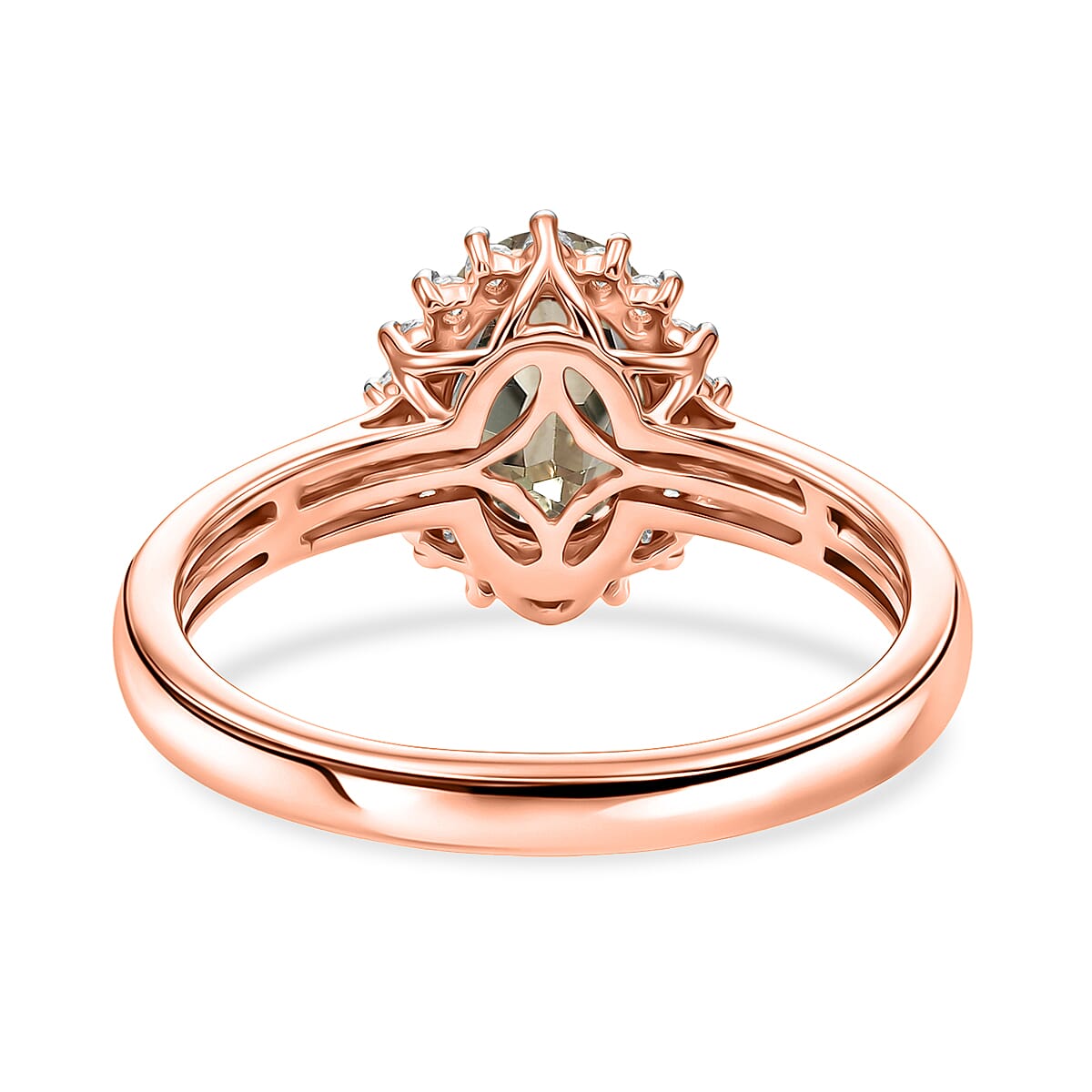 D'Joy AAAA Turkizite and Diamond 1.49 ctw Ring in 18K Vermeil Rose Gold Over Sterling Silver (Size 4.0)