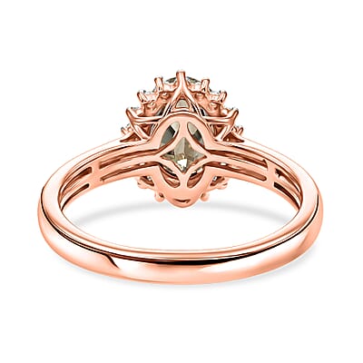 D'Joy AAAA Turkizite and Diamond 1.49 ctw Ring in 18K Vermeil Rose Gold Over Sterling Silver (Size 4.0)