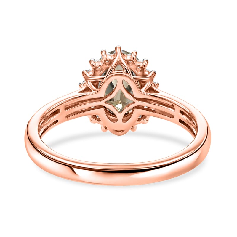 D'Joy AAAA Turkizite and Diamond 1.49 ctw Ring in 18K Vermeil Rose Gold Over Sterling Silver (Size 4.0)
