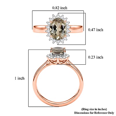 D'Joy AAAA Turkizite and Diamond 1.49 ctw Ring in 18K Vermeil Rose Gold Over Sterling Silver (Size 4.0)
