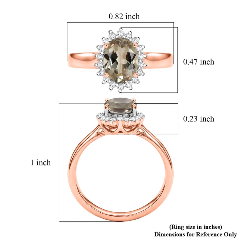 D'Joy AAAA Turkizite and Diamond 1.49 ctw Ring in 18K Vermeil Rose Gold Over Sterling Silver (Size 4.0)