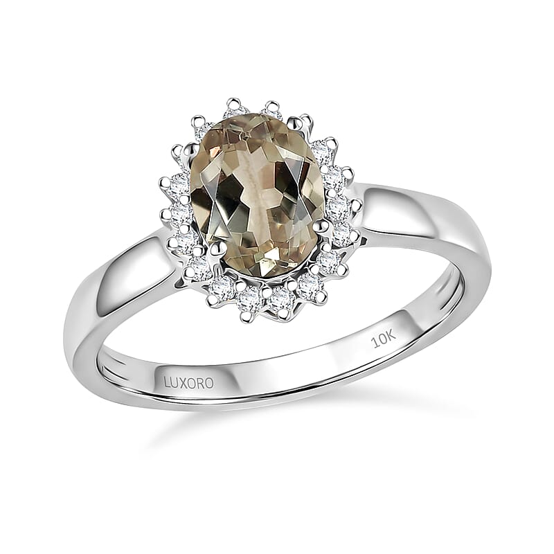Luxoro AAAA Turkizite and Diamond I2 1.49 ctw Ring in 10K White Gold (Size 4.0)