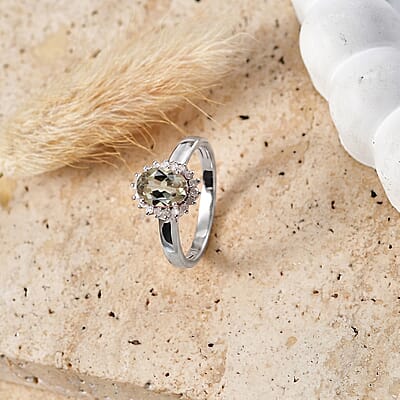 Luxoro AAAA Turkizite and Diamond I2 1.49 ctw Ring in 10K White Gold (Size 4.0)