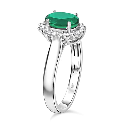 Luxoro Premium Kagem Zambian Emerald and Diamond I2 1.38 ctw Ring in 10K White Gold (Size 4)