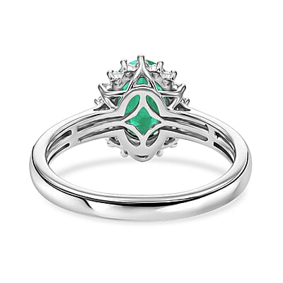 Luxoro Premium Kagem Zambian Emerald and Diamond I2 1.38 ctw Ring in 10K White Gold (Size 4)