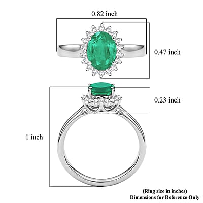 Luxoro Premium Kagem Zambian Emerald and Diamond I2 1.38 ctw Ring in 10K White Gold (Size 4)