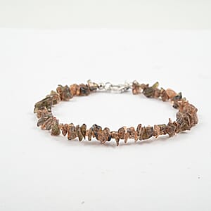 Andalusite 35.35 ctw Beaded Chips Bracelet in Sterling Silver (7-8.5In)
