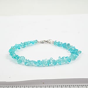 Apatite 33.30 ctw Beaded Chips Bracelet in Sterling Silver (7-8.5In)