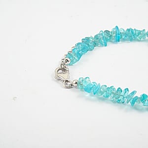 Apatite 33.30 ctw Beaded Chips Bracelet in Sterling Silver (7-8.5In)