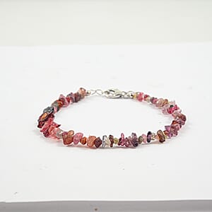 Multi Spinel 33.10 ctw Beaded Chips Bracelet in Sterling Silver (7-8.5In)