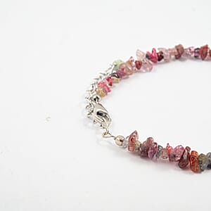 Multi Spinel 33.10 ctw Beaded Chips Bracelet in Sterling Silver (7-8.5In)