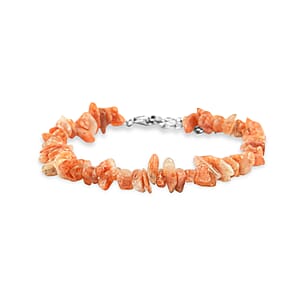 Sunstone 52.35 ctw Beaded Chips Bracelet in Sterling Silver (7-8In)