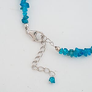 Neon Apatite 25.75 ctw Beaded Chips Bracelet in Sterling Silver (7-8.5In)