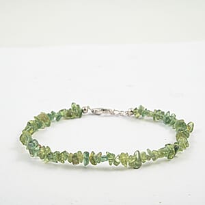 Green Apatite 34.00 ctw Beaded Chips Bracelet in Sterling Silver (7-8.5In)