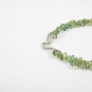 Green Apatite 34.00 ctw Beaded Chips Bracelet in Sterling Silver (7-8.5In)