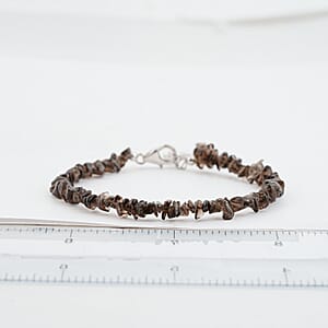 Smoky Quartz 34.75 ctw Beaded Chips Bracelet in Sterling Silver (7-8.5In)