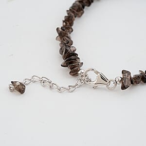 Smoky Quartz 34.75 ctw Beaded Chips Bracelet in Sterling Silver (7-8.5In)
