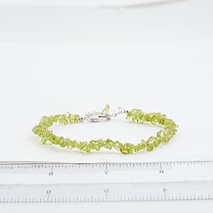 Peridot 39.15 ctw Beaded Chips Bracelet in Sterling Silver (7-8.5In)