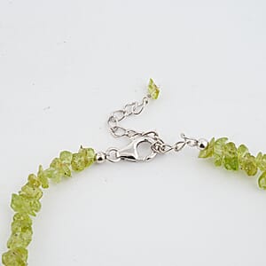Peridot 39.15 ctw Beaded Chips Bracelet in Sterling Silver (7-8.5In)