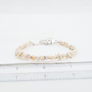 Natural Australian Opal 22.25 ctw Beaded Chips Bracelet in Sterling Silver (7-8.5In)