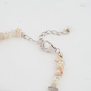 Natural Australian Opal 22.25 ctw Beaded Chips Bracelet in Sterling Silver (7-8.5In)