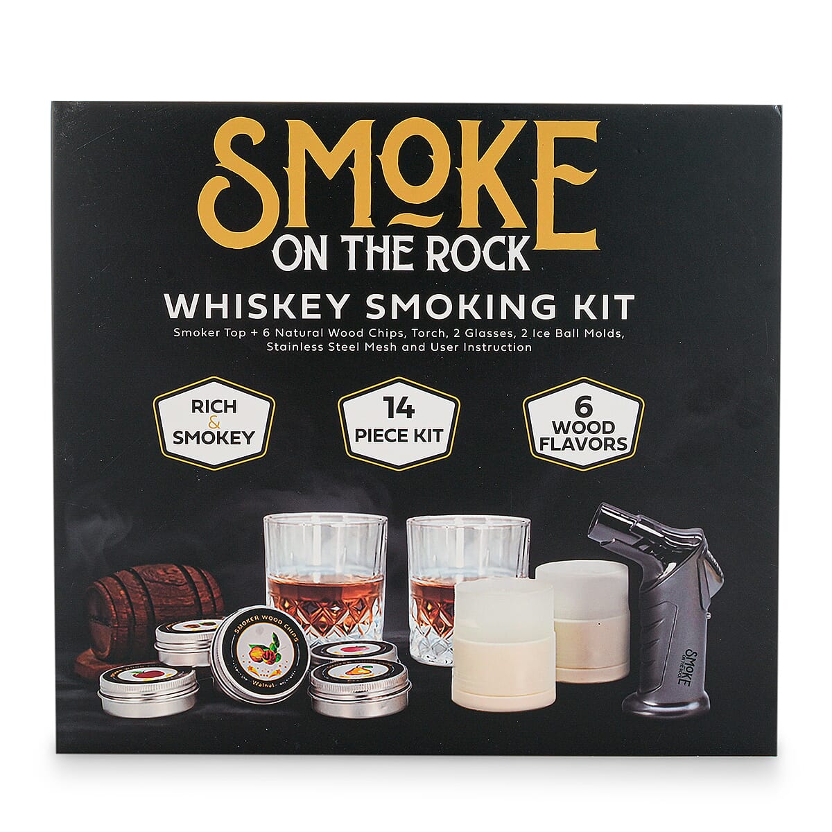 Father's Day Special Closeout Home Innovations Smoke On The Rock Whisky Smoking Kit 14pcs Kit - Comes with Wooden Storage Box image number 2