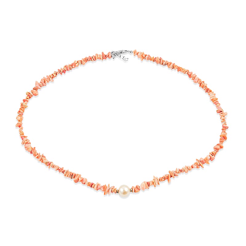 Pearl and Pink Opal 58.50 ctw Beaded Necklace in Sterling Silver 18-20 Inches