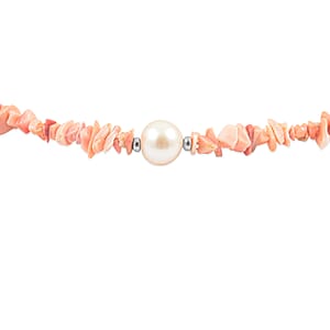 Pearl and Pink Opal 58.50 ctw Beaded Necklace in Sterling Silver 18-20 Inches 