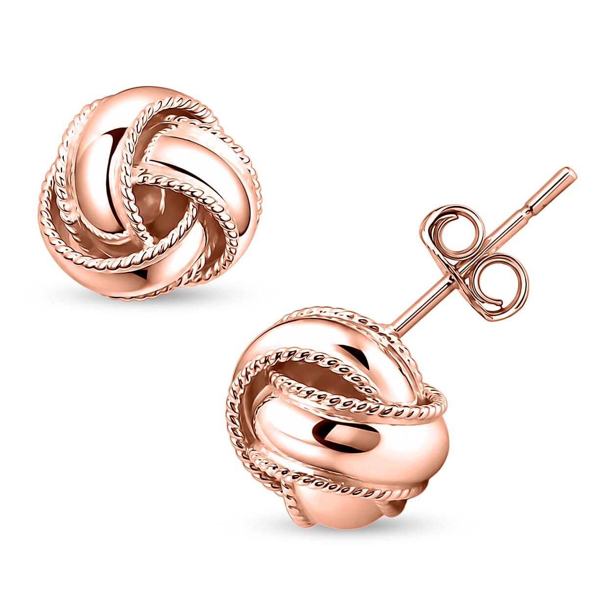 Knot Stud Earrings in 14K Rose Gold Over Sterling Silver 2.47 Grams