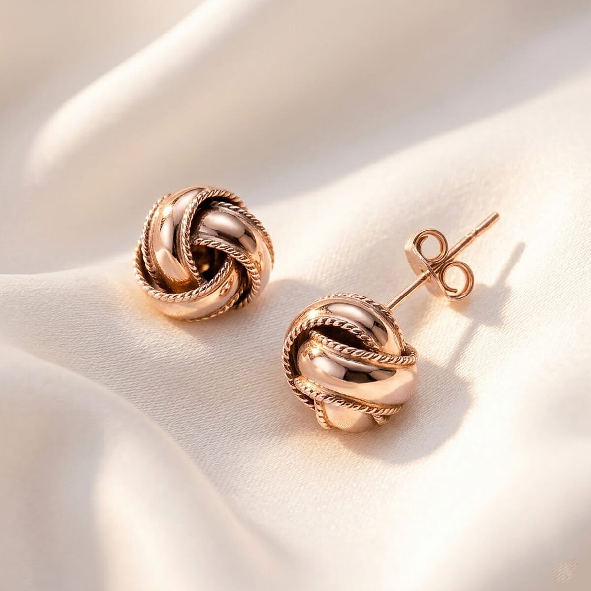 Knot Stud Earrings in 14K Rose Gold Over Sterling Silver 2.47 Grams image number 1