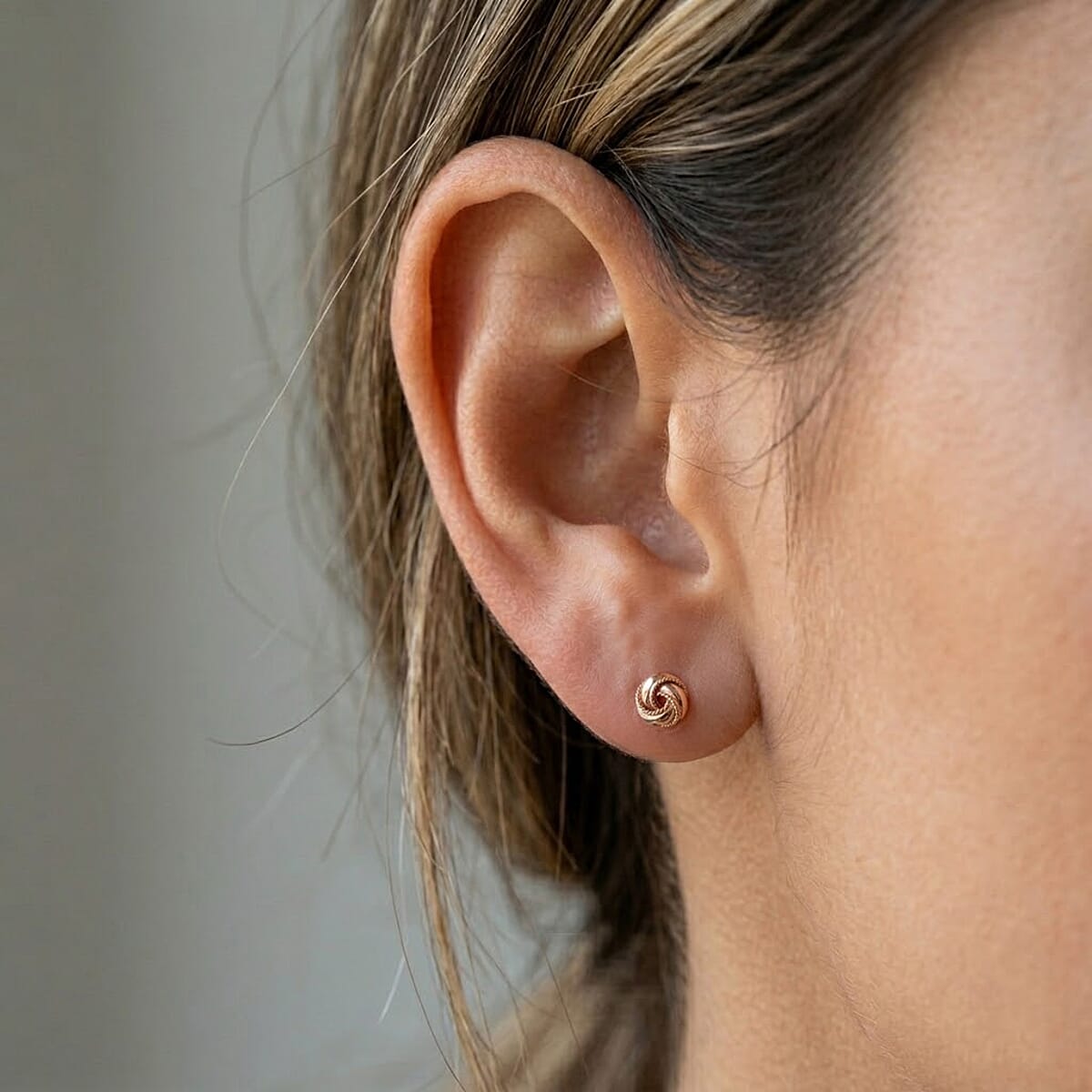 Knot Stud Earrings in 14K Rose Gold Over Sterling Silver 2.47 Grams image number 2
