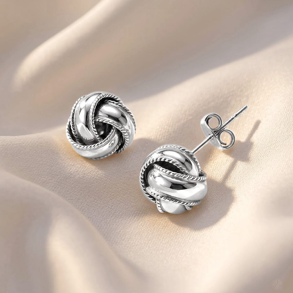 Knot Stud Earrings in Sterling Silver 2.47 Grams image number 1