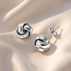 Knot Stud Earrings in Sterling Silver 2.47 Grams