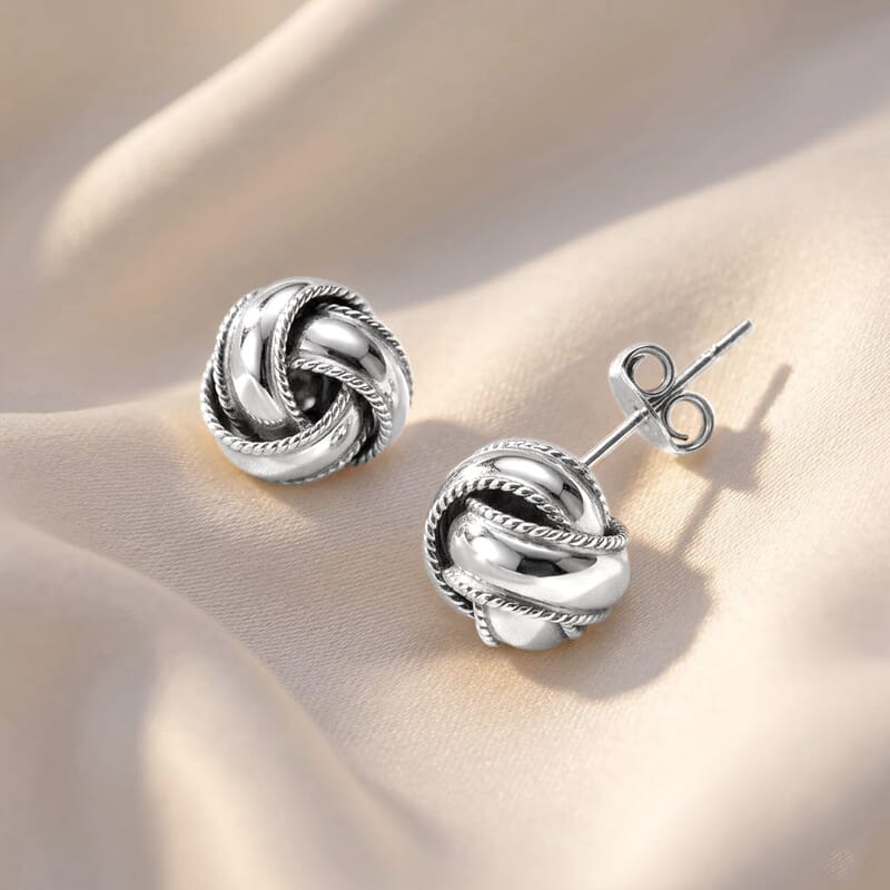 Knot Stud Earrings in Sterling Silver 2.47 Grams