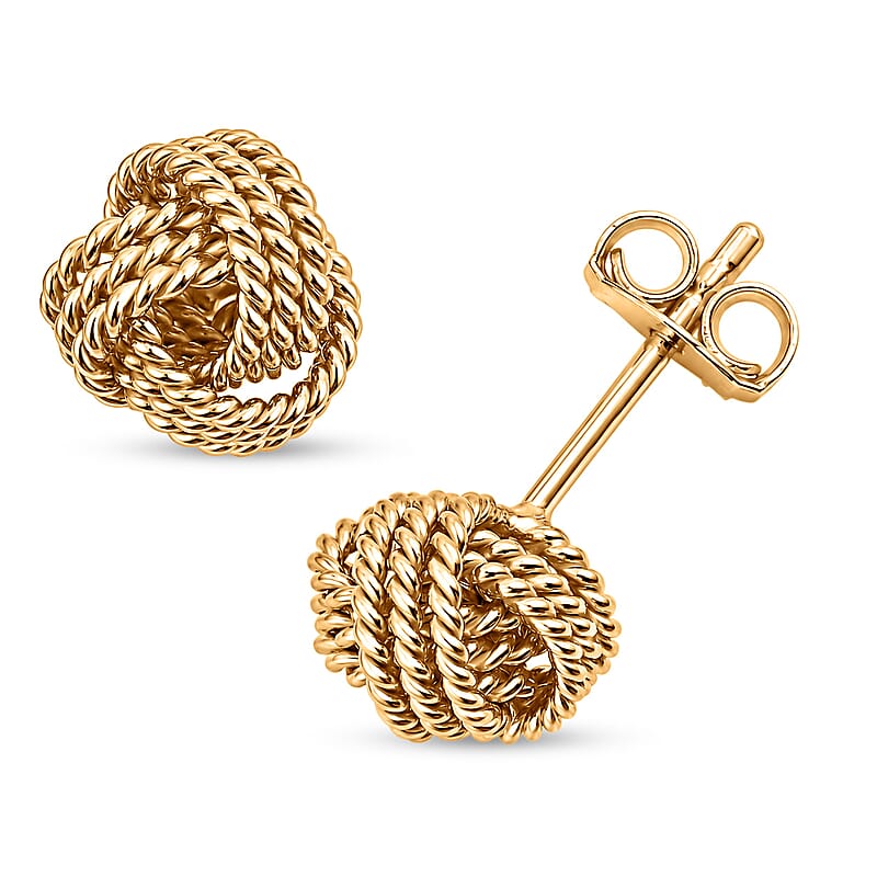 Rope Knot Stud Earrings in 14K Yellow Gold Over Sterling Silver 2.40 Grams