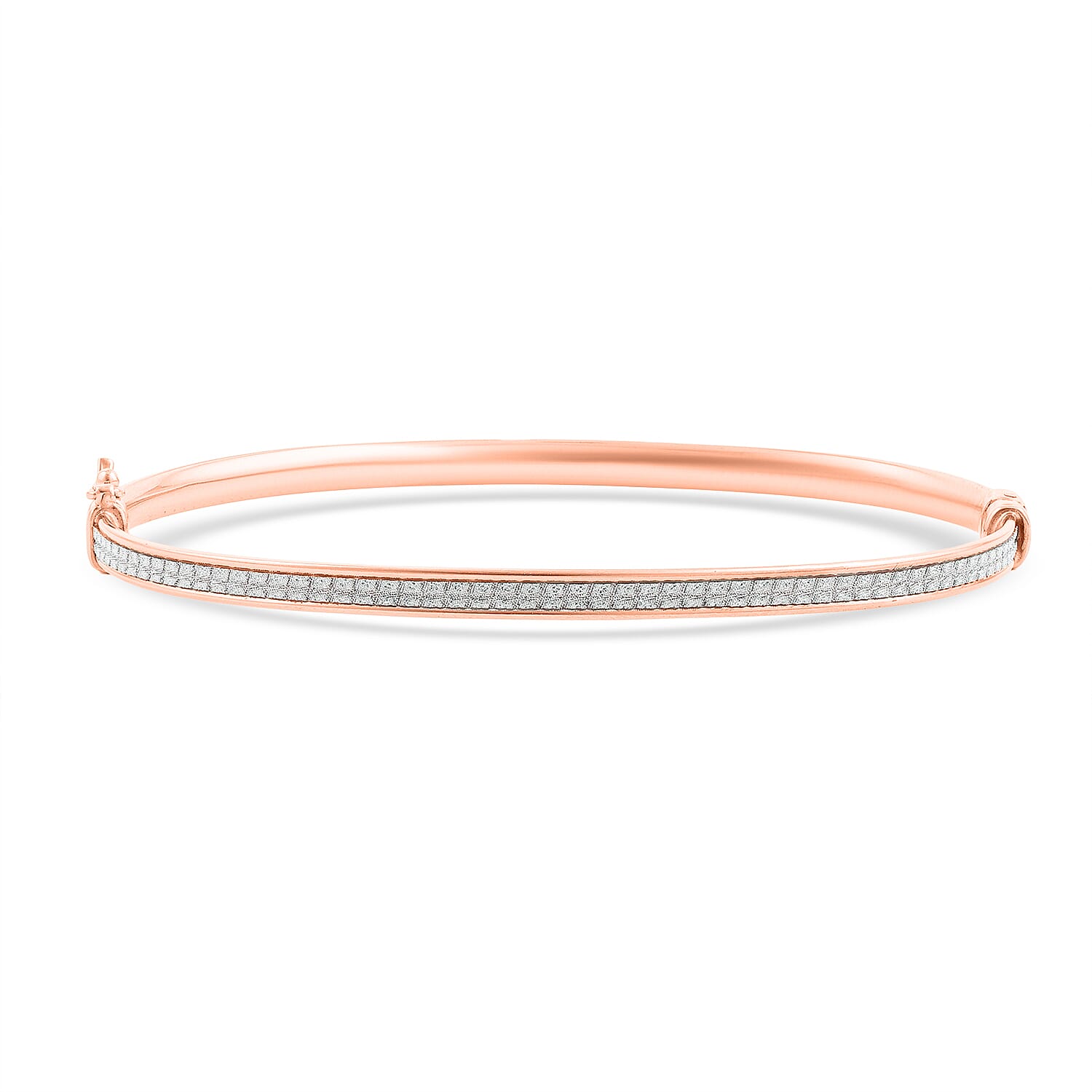 Stardust Bangle Bracelet in 14K Rose Gold Over Sterling Silver (7.50 In) 5.03 Grams